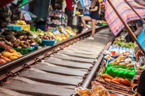Mercado del tren en Maeklong
