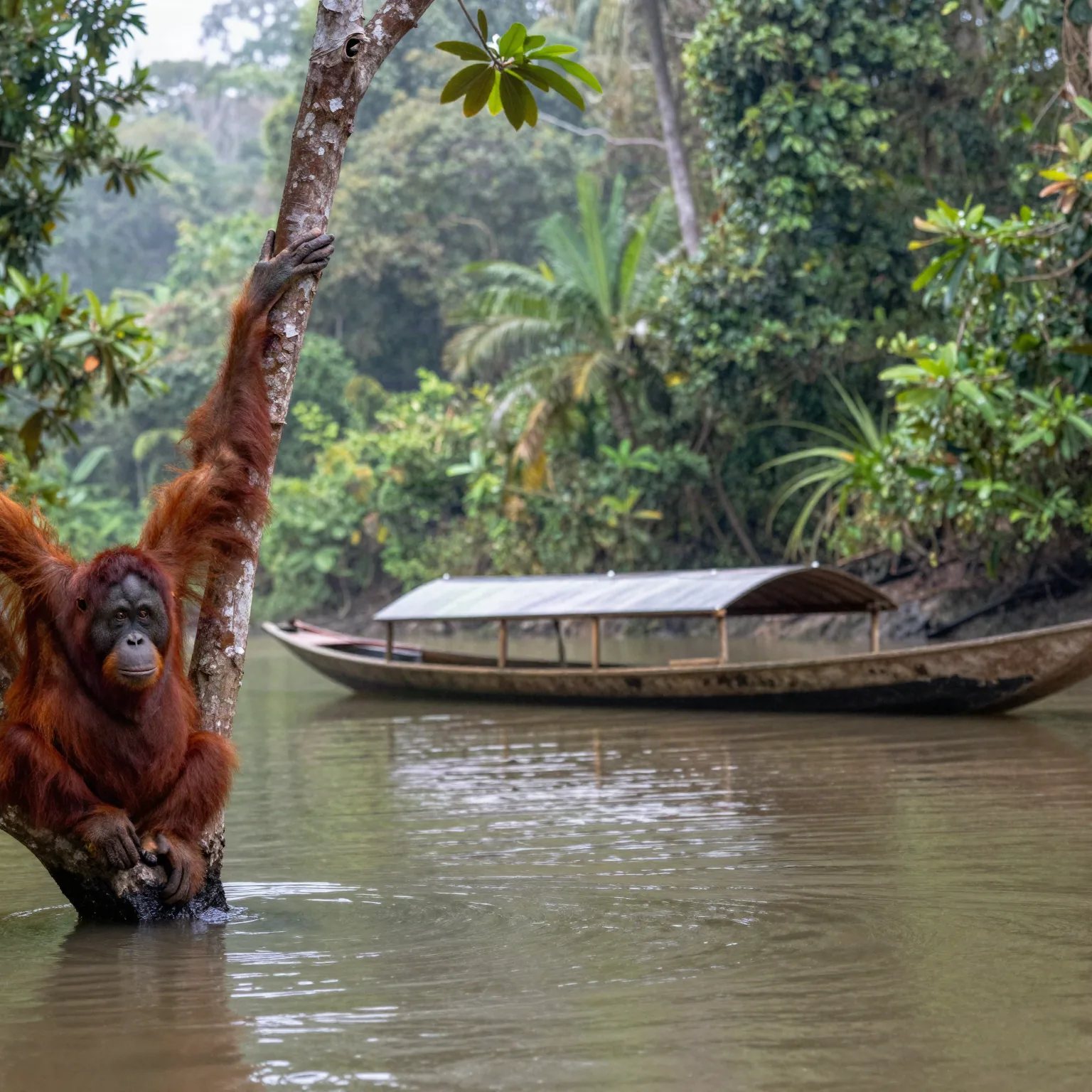 Orangután en la selva de Tanjung Puting, Borneo